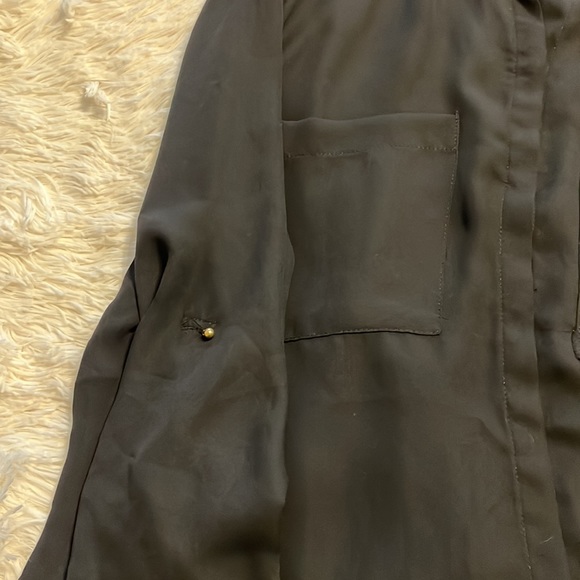 H&M black dress button down shirt long sleeve or 3/4 blouse L - Picture 10 of 14